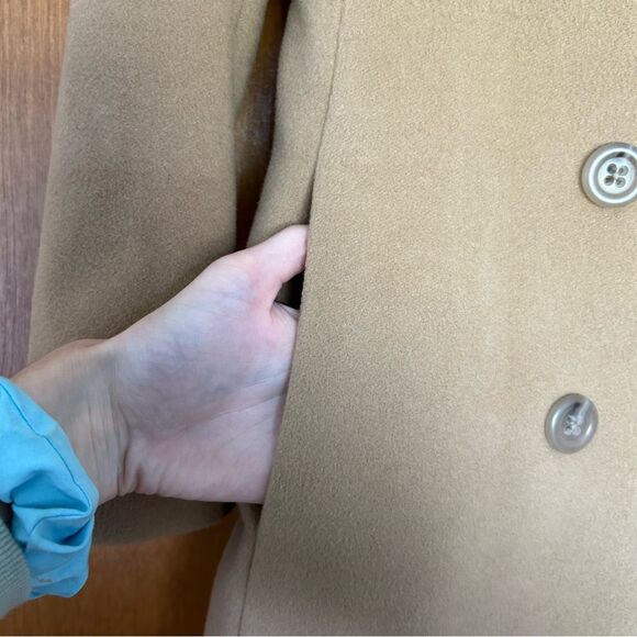 J. Crew Wool Cashmere Double Breasted Car Coat Mandarin Collar Tan Size 2 Petite - Picture 5 of 16